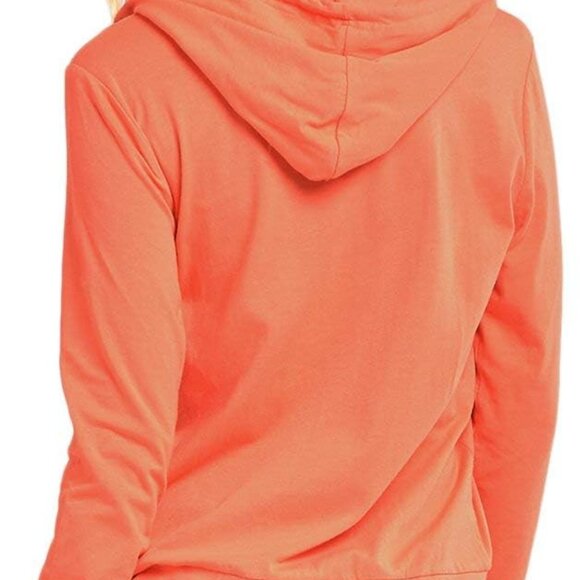 Fashion-Forward Women's Lightweight Zip Hoodie - Coral, Machine Washable - Picture 2 of 4